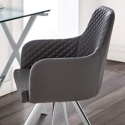 Conjunto de 4 Cadeiras Giratória Design Cinzento