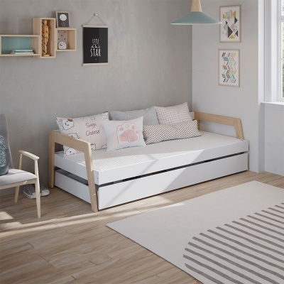 Cama Infantil Dupla Branca com Gaveta Carrie