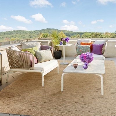 Tapete Interior e Exterior Belize Riscas Bege e Verde