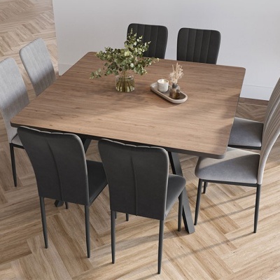 Mesa de Jantar Retangular com Pernas de Metal Preto