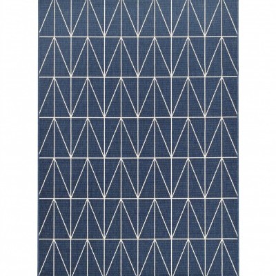 Tapete azul escuro com padrão branco geométrico