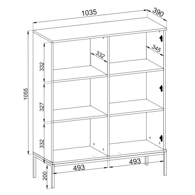 Aparador Carvalho com Ripas e Porta de Vidro Sento