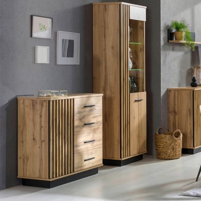 Aparador Laminado Carvalho e Preto Lamelo