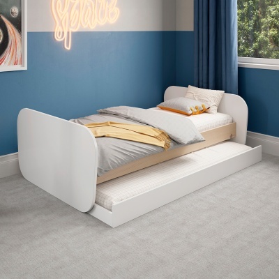 Cama Infantil Dupla Branca com Gaveta Esteban