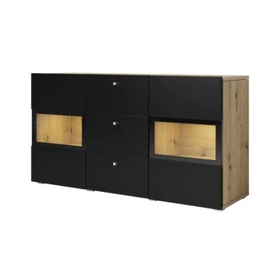 Sala Moderna Completa em Carvalho e Preto Baros