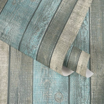 Papel de Parede Madeira, Casa de Campo, Azul, Creme, Cinzento 31993-2