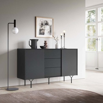 Aparador Minimalista Cinzento e Preto Raven