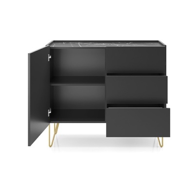 Aparador Cinzento Escuro e Dourado Harmony