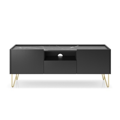 Móvel TV Cinzento Escuro e Dourado Harmony