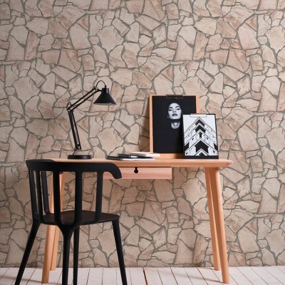 Papel de Parede Pedra, Casa de Campo, Bege, Castanho, Cinza 9273-23