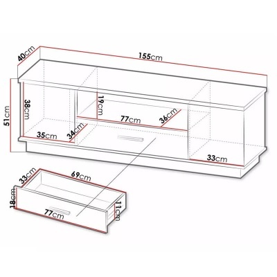 Móvel TV com duas Portas Carvalho e Preto Lamelo
