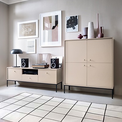 Móveis de Sala Bege Preto e Dourado - Mono