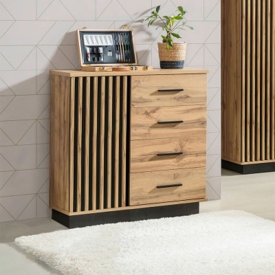 Aparador Laminado Carvalho e Preto Lamelo