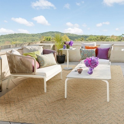 Tapete Interior e Exterior Belize Bege e Verde