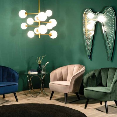 Conjunto de 2 Cadeirões Veludo Beige, Verde ou Azul