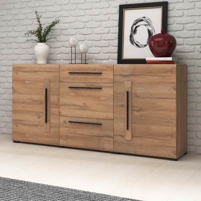 Aparador Largo Moderno Nórdico Madeira Carvalho Tulsa