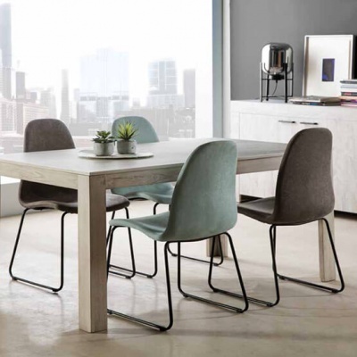 Conjunto de 4 Cadeiras Design Italiano Tecido Cinzento