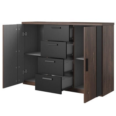 Quarto Completo Cama 160x200 Carvalho e Preto