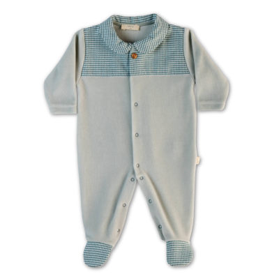 Babygrow laminado com peito estampado menta Flowery Baby Gi