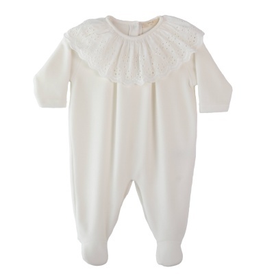 Babygrow laminado com bordado inglês pérola