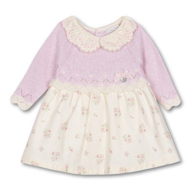Vestido malha e tecido em rosa bebé e cru| SWEETHEART Dr Kid