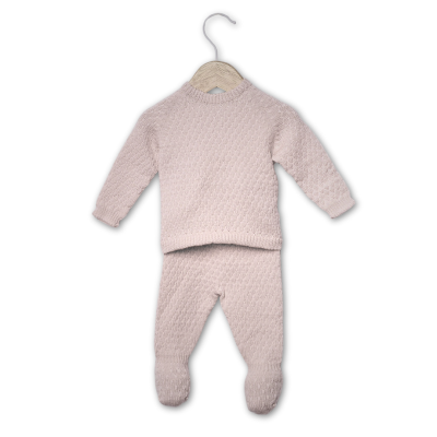 Conjunto de malha tricotada em lã merino bege | COSY Wedoble