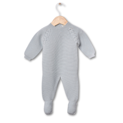 Babygrow tricotado em lã merino verde seco | WINTER DAY Wedoble