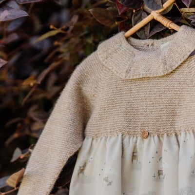 Vestido de manga comprida com animais da floresta | BUNNY AND FRIENDS Wedoble