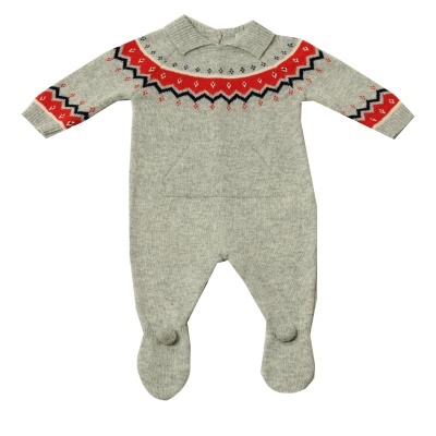 Babygrow malha jaquard com gola em cinzento