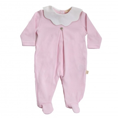 Babygrow algodão rosa c/ pormenor nuvem