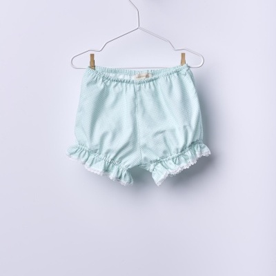 Conjunto em tecido xadrez Vichy verde menta | BREEZE