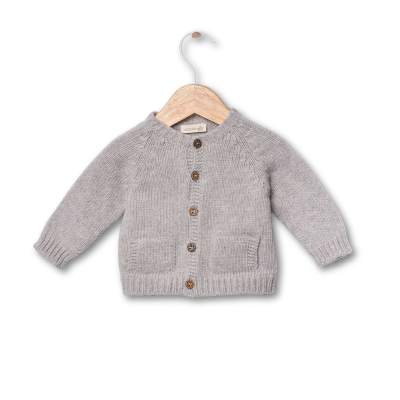 Casaco tricotado em lã merino cinzento | SNOWFLAKE Wedoble