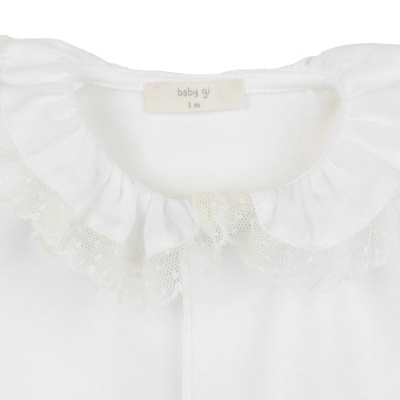Babygrow algodão c/ gola renda pérola