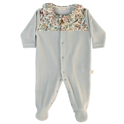 Babygrow laminado com peito floral menta Flowery Baby Gi