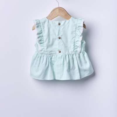 Conjunto em tecido xadrez Vichy verde menta | BREEZE