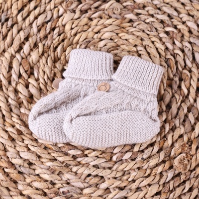 Carapins tricotados em lã merino bege| COSY Wedoble