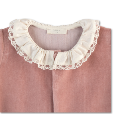 Babygrow Laminado com gola em renda rosa velho Baby Gi