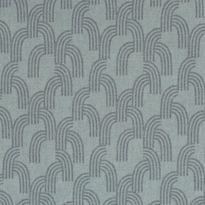 Tecido azul claro com padrão de arcos cinzentos