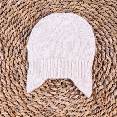 Gorro tricotado em lã merino bege | LITTLE TEDDY BEAR Wedoble