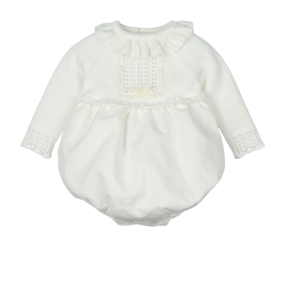 Fofo em malha de algodão com tecido bordado em cru "Sensitive"