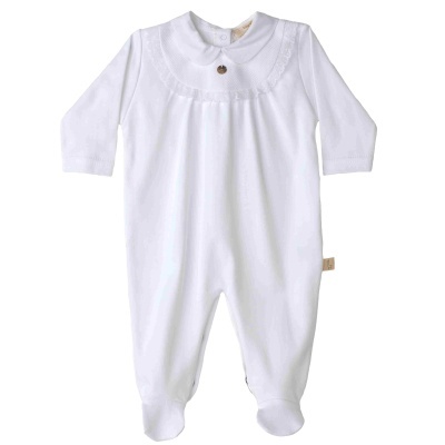 Babygrow algodão branco com renda