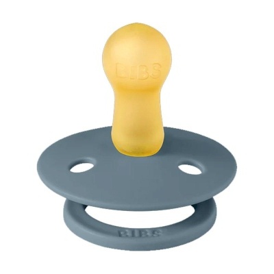 Chupeta de bebé com tetina amarela e base cinzenta