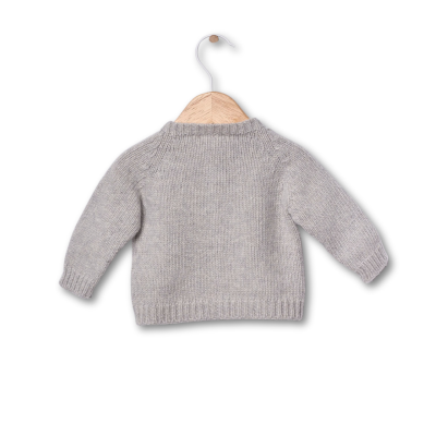 Casaco tricotado em lã merino cinzento | SNOWFLAKE Wedoble