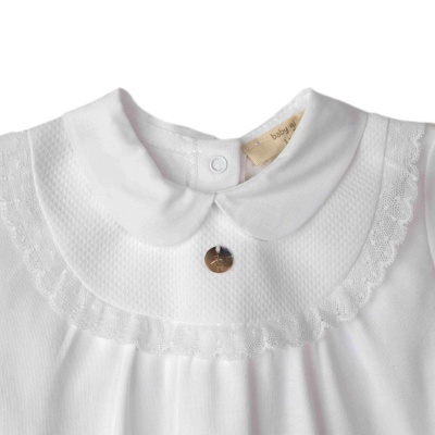 Babygrow algodão branco com renda