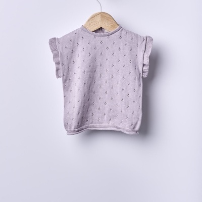 Conjunto em malha tricotada em algodão orgânico lilás | BREEZE