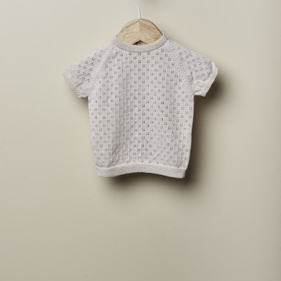 Camisola de manga curta tricotada em algodão orgânico | OCEAN FLOWER