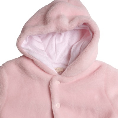Casaco Laminado rosa com capuz