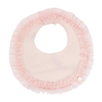 Babete algodão redonda com tule em rosa pêssego Meadow