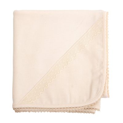 Fralda algodão bege c/ renda