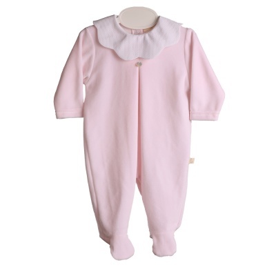 Babygrow Laminado com gola piquê rosa